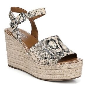Franco Sarto Wedge Sandals Leather Animal Print Espadrille Wedge Sandals | 8